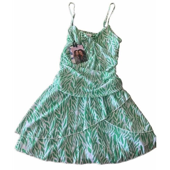 Diane Von Furstanberg Strappy Mesh Sea Twig Green Mini Dress DVF - Picture 1 of 11